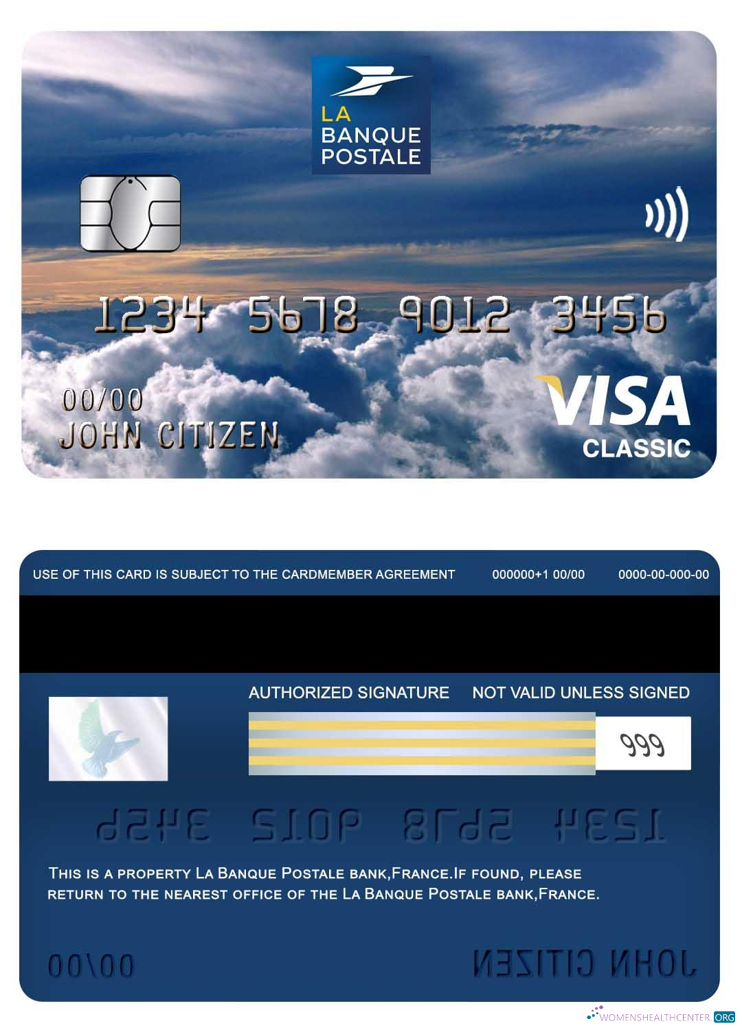 Download France la Banque Postale bank visa classic card Photoshop template